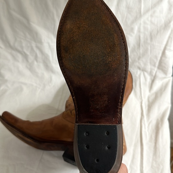 Old West LF 1529 Women’s 12” Fashion Snip Toe Cowgirl Boots Tan Size 9 - Picture 6 of 6